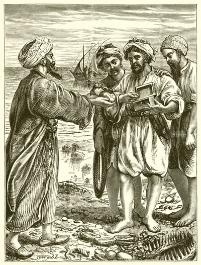 The Merchant Seeking Goodly Pearls by English School