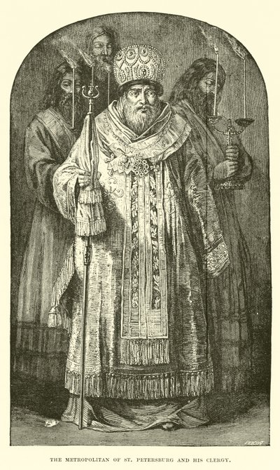 The Metropolitan of St Petersburg and His Clergy by English School