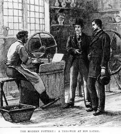 The Modern Potter: A Thrower at His Lathe, 19th Century by English School