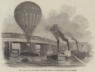 The Nassau Balloon passing Battersea-Bridge, on its Passage up the Thames by English School