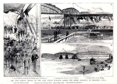 The New Jubilee Bridge of the East Indian Railway Across the River Hooghly, at Hooghly, India by English School