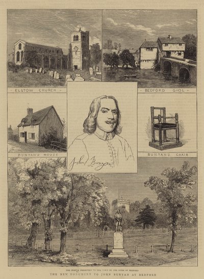 The New Monument to John Bunyan at Bedford by English School