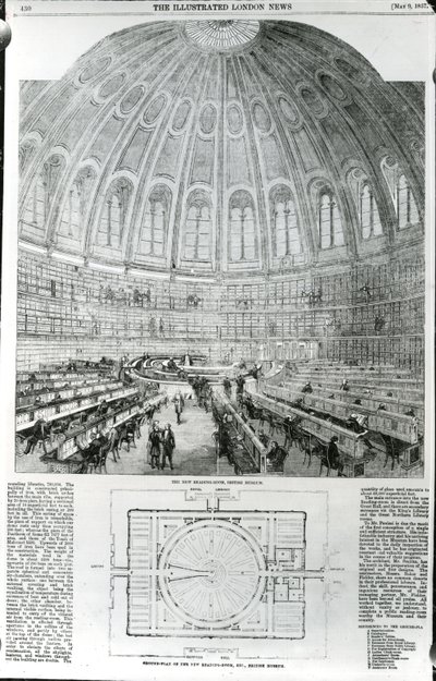 The New Reading-Room, British Museum, published in The Illustrated London News, May 9 1857 by English School