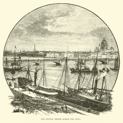 The Nicolai Bridge across the Neva by English School