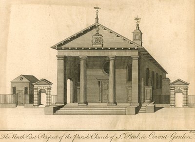 The North East prospect of the parish church of St Paul in Covent Garden, London by English School