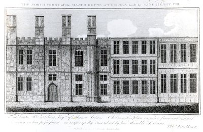 The North Front of the Manor House at Chelsea built by King Henry VIII, engraved by J. Barlow, an illustration in A Historical and Topographical Account of Chelsea and its Environs by Thomas Faulkner by English School