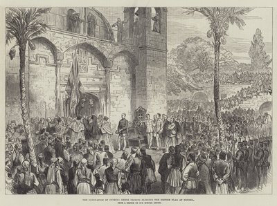 The Occupation of Cyprus, Greek Priests blessing the British Flag at Nicosia by English School