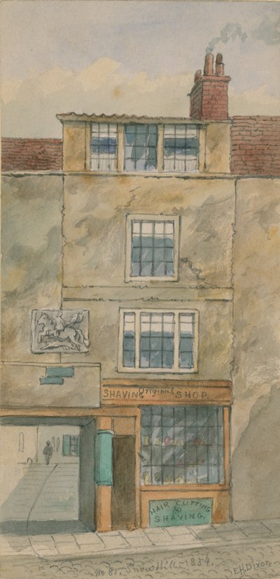 The Old George Inn, Snow Hill, London, in 1854 by English School