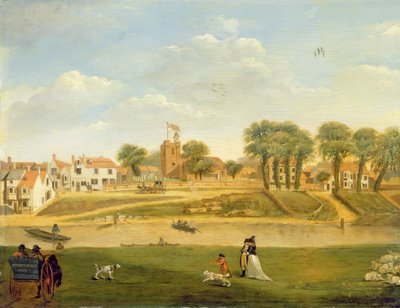 The Old Parish Church and Village, Hampton-on-Thames, Middlesex by English School