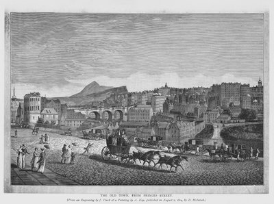 The Old Town, from Princes Street (engraving) by English School