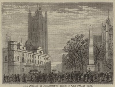 The Opening of Parliament, Scene in Old Palace Yard (engraving) by English School