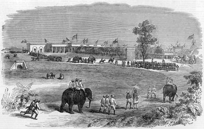 The Opening of the East Indian Railway: The Burdwan Station, 1855 by English School