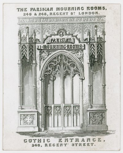 The Parisian Mourning Rooms, Trade Card by English School