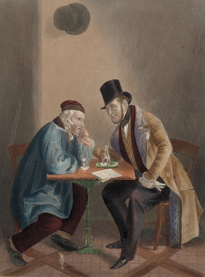 The Parliamentary candidate taking a drink with a member of the electorate by English School