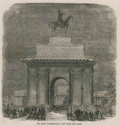 The Peace Illuminations at the Green Park Arch by English School