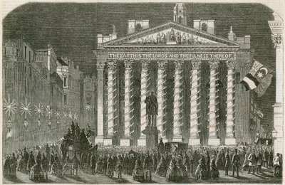 The Peace illuminations at the Royal Exchange, London, 29 May 1856 by English School