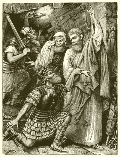 The Philippian Jailer Before Paul and Silas by English School