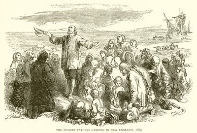 The Pilgrim Fathers landing in New England, 1660 by English School