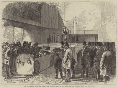 The Pneumatic Despatch Tube, the Holborn End of the Tube on the Opening Day by English School