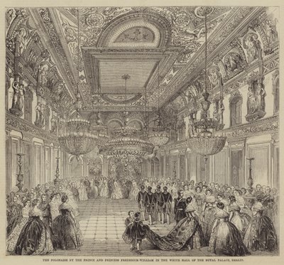 The Polonaise by the Prince and Princess Frederick-William in the White Hall of the Royal Palace, Berlin by English School