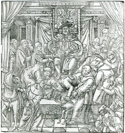 The Pope suppressed by King Henry VIII, 1534 by English School