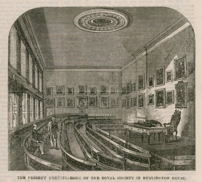 The Present Meeting-Room of the Royal Society in Burlington House by English School