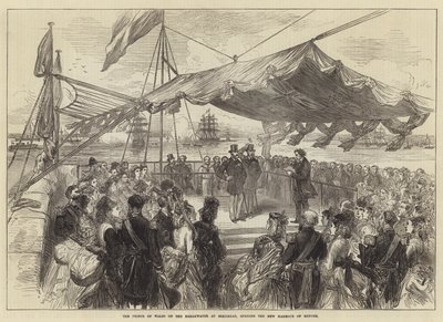 The Prince of Wales on the Breakwater at Holyhead, opening the New Harbour of Refuge by English School