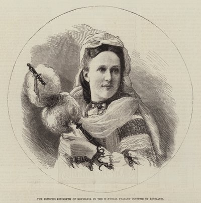 The Princess Elizabeth of Roumania in the National Peasant Costume of Roumania by English School