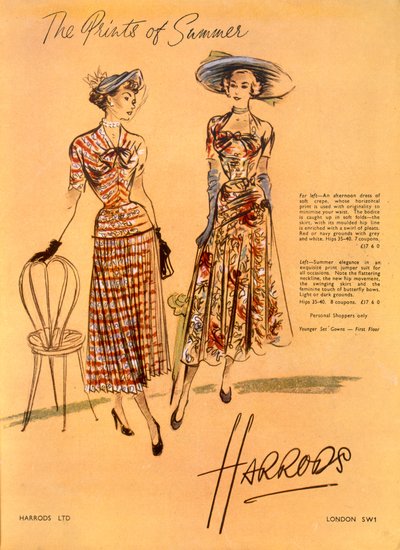 The Prints of Summer, from Harrods Ltd June 1948 by English School