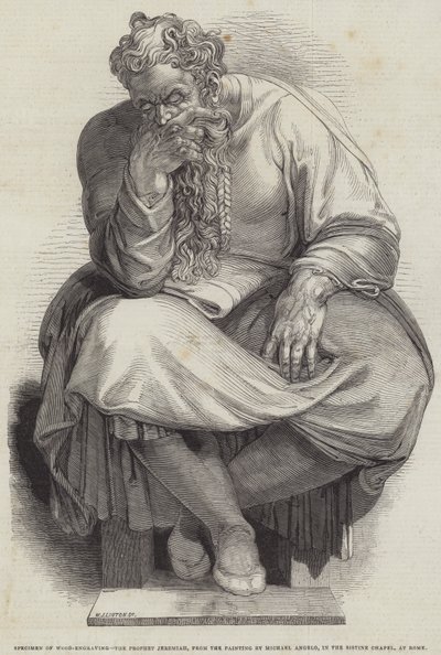 The Prophet Jeremiah, from the Painting by Michael Angelo, in the Sistine Chapel, at Rome (engraving) by English School