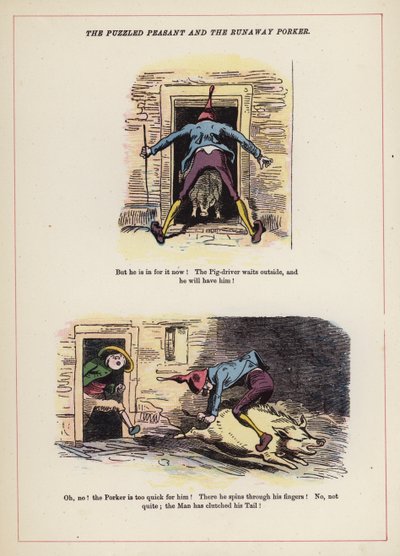 The Puzzled Peasant and the Runaway Porker by English School