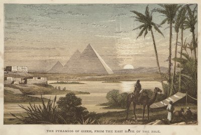 The Pyramids of Gizeh, from the East Bank of the Nile by English School