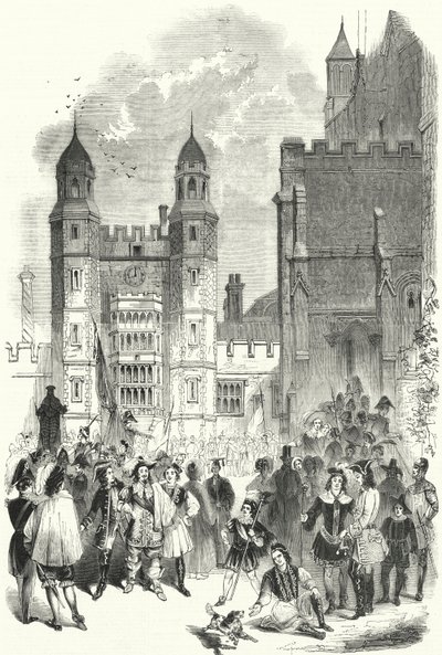 The Quadrangle of Eton College on the morning of the Montem by English School