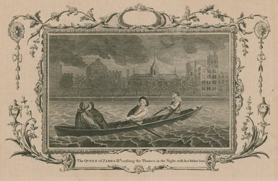 The Queen of King James II Crossing the Thames in the Night with Her Infant Son by English School