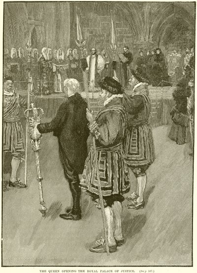 The Queen opening the Royal Palace of Justice by English School