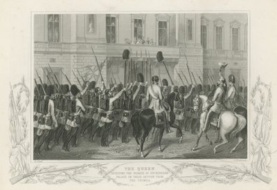 The Queen Receiving the Guards at Buckingham Palace by English School