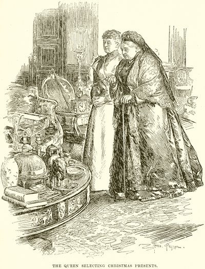 The Queen selecting Christmas Presents by English School