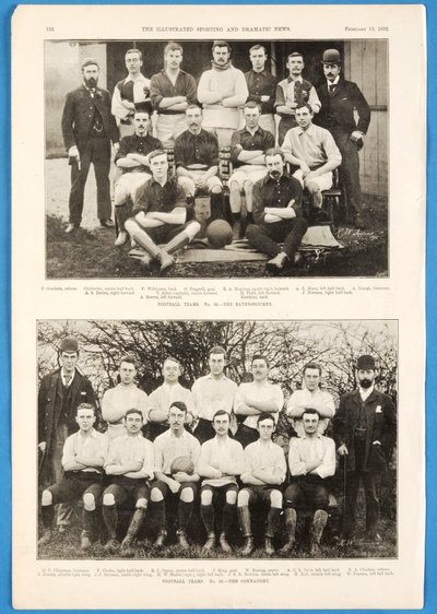 The Ravensbourne and The Connaught, football teams featured in The Illustrated Sporting and Dramatic News, 13th February 1892 by English School