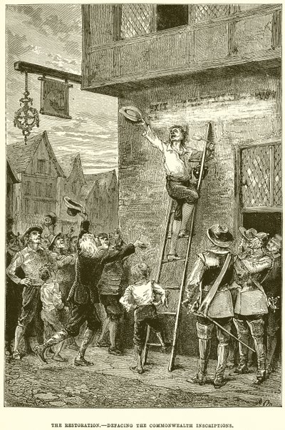 The Restoration--Defacing the Commonwealth Inscriptions by English School