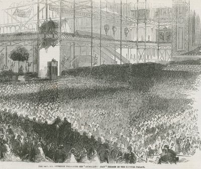 The Reverend Charles Haddon Spurgeon preaching his Humiliation Day sermon in the Crystal Palace by English School