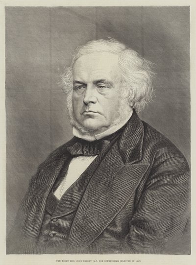 The Right Honourable John Bright, MP for Birmingham, elected in 1857 (engraving) by English School