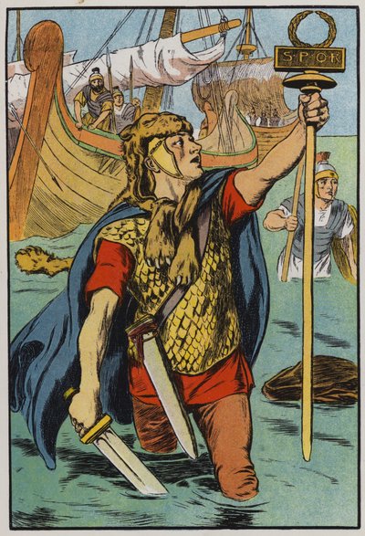 The Roman soldiers landing on Britain by English School