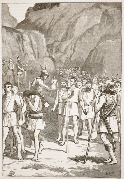 The Romans Passing under the Yoke at the Caudine Forks by English School