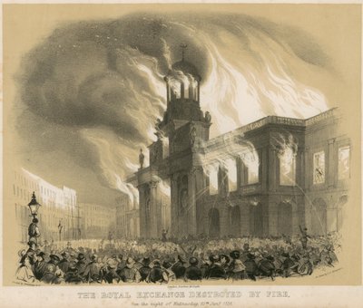 The Royal Exchange, London, Destroyed by Fire on the Night of 10 January 1838 by English School