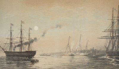 The Royal Yacht off Margate evening of 5th March 1863, from A Memorial of the Marriage of Edward VII and Alexandra of Denmark by English School