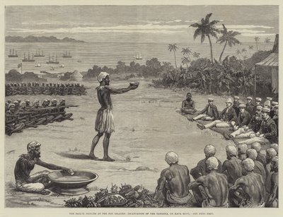 The Sailor Princes at the Fiji Islands, Incantation of the Yangona, or Kava Bowl by English School