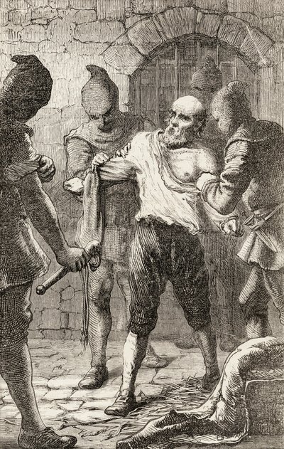 The Scourging of George Penn during the Spanish Inquisition by English School
