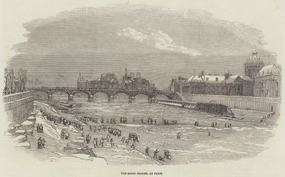 The Seine Frozen, at Paris by English School