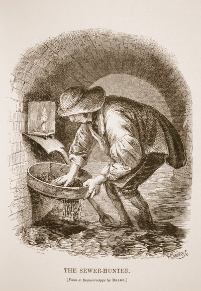 The Sewer-Hunter, from the daguerreotype by Richard Beard, illustration from London Labour and London Poor by Henry Mayhew, pub. 1862 by English School