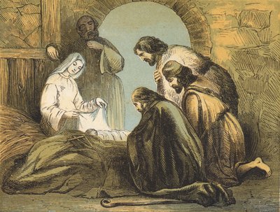 The Shepherds Finding Jesus by English School